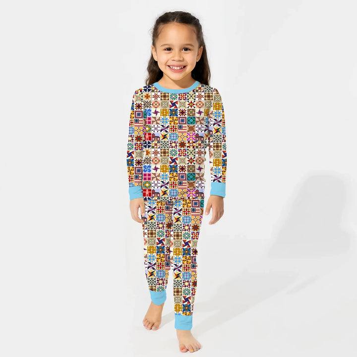 Zweiteiliges Langarm-Pyjama-Set mit Sommerfrüchten
