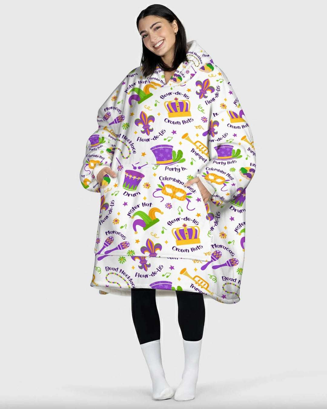 Mardi Gras Familien-Partnerlook Bambus-Deckenhoodie