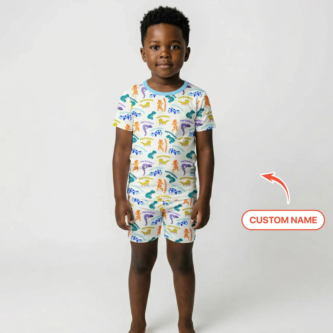Zweiteiliges Pyjama-Set mit kurzen Ärmeln und Shorts im Sommer-Design