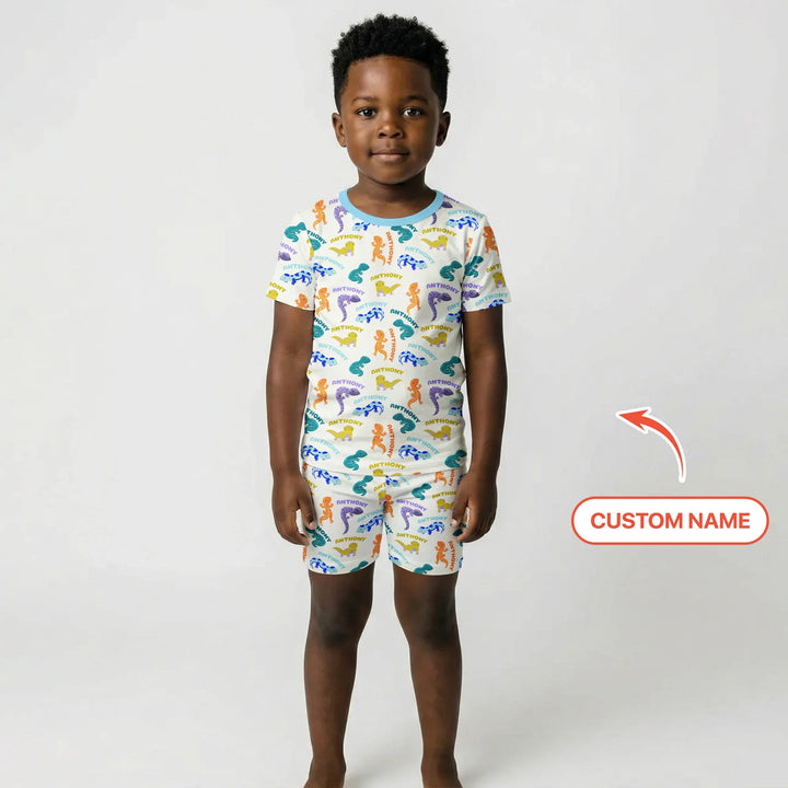 Zweiteiliges Pyjama-Set mit kurzen Ärmeln und Shorts im Sommer-Design