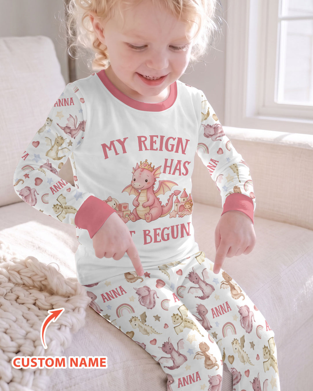 My Reign Has Just Begun Custom Name Bamboo Two Piece Long Sleeve Pajama Set