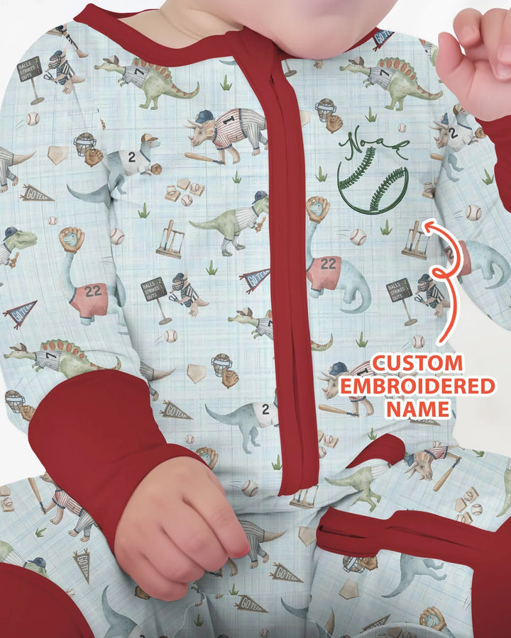 Custom Embroidered Dinosaurs Baseball  Bamboo Convertible Zippy