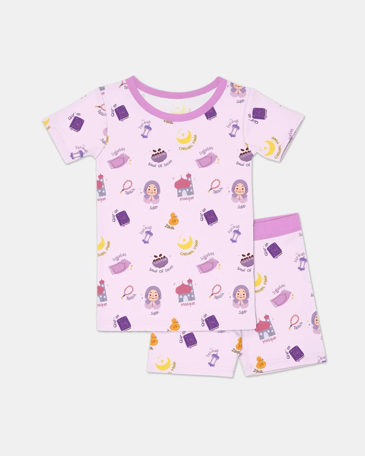 Template Zweiteiliges Pyjama-Set mit kurzen Ärmeln und Shorts