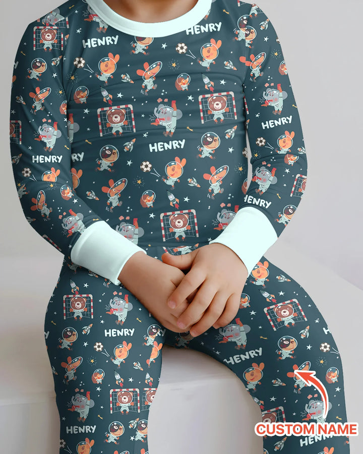 Zweiteiliges Langarm-Pyjama-Set mit Sommerfrüchten