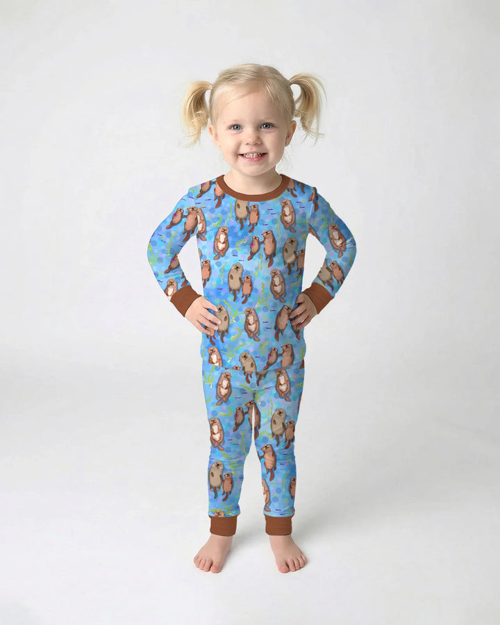 Zweiteiliges Langarm-Pyjama-Set mit Sommerfrüchten