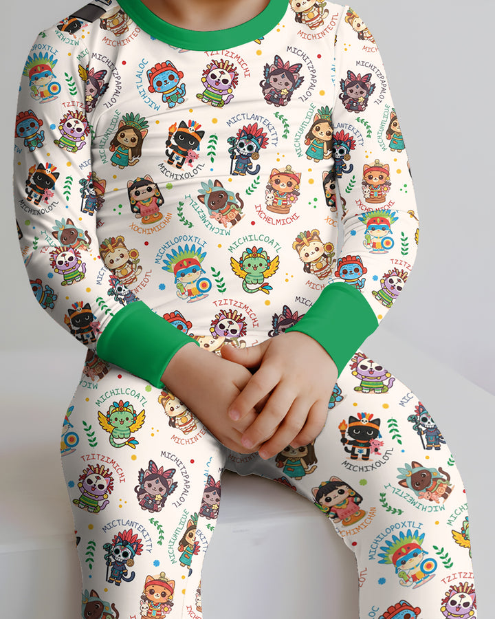 Michi Fiesta Azteca Bamboo Two Piece Long Sleeve Pajama Set