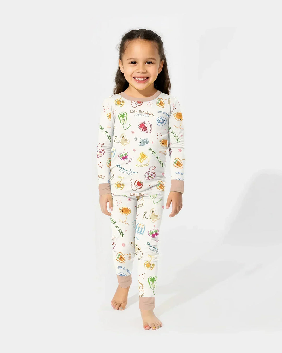 Zweiteiliges Langarm-Pyjama-Set mit Sommerfrüchten