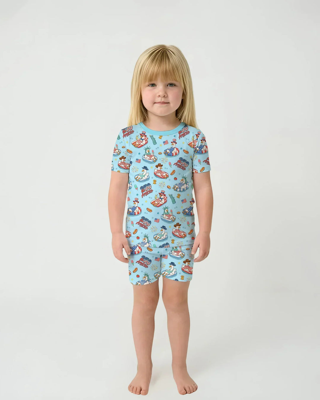Schlafanzug-Set zweiteilig, kurze Ärmel, kurze Hose, Bambus