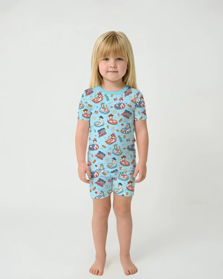 Schlafanzug-Set zweiteilig, kurze Ärmel, kurze Hose, Bambus