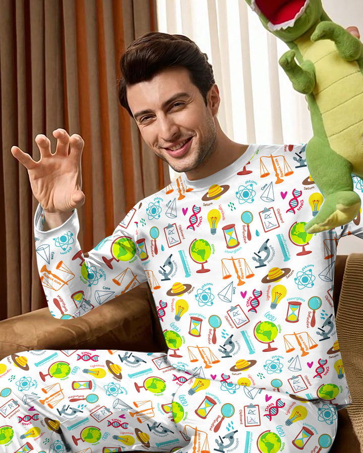 Tiny Scientist Explores The World  Bamboo Men's Pajama Set