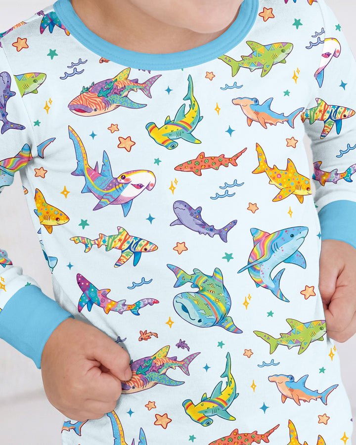 Tropical Sharks Bamboo Two Piece Long Sleeve Pajama Set