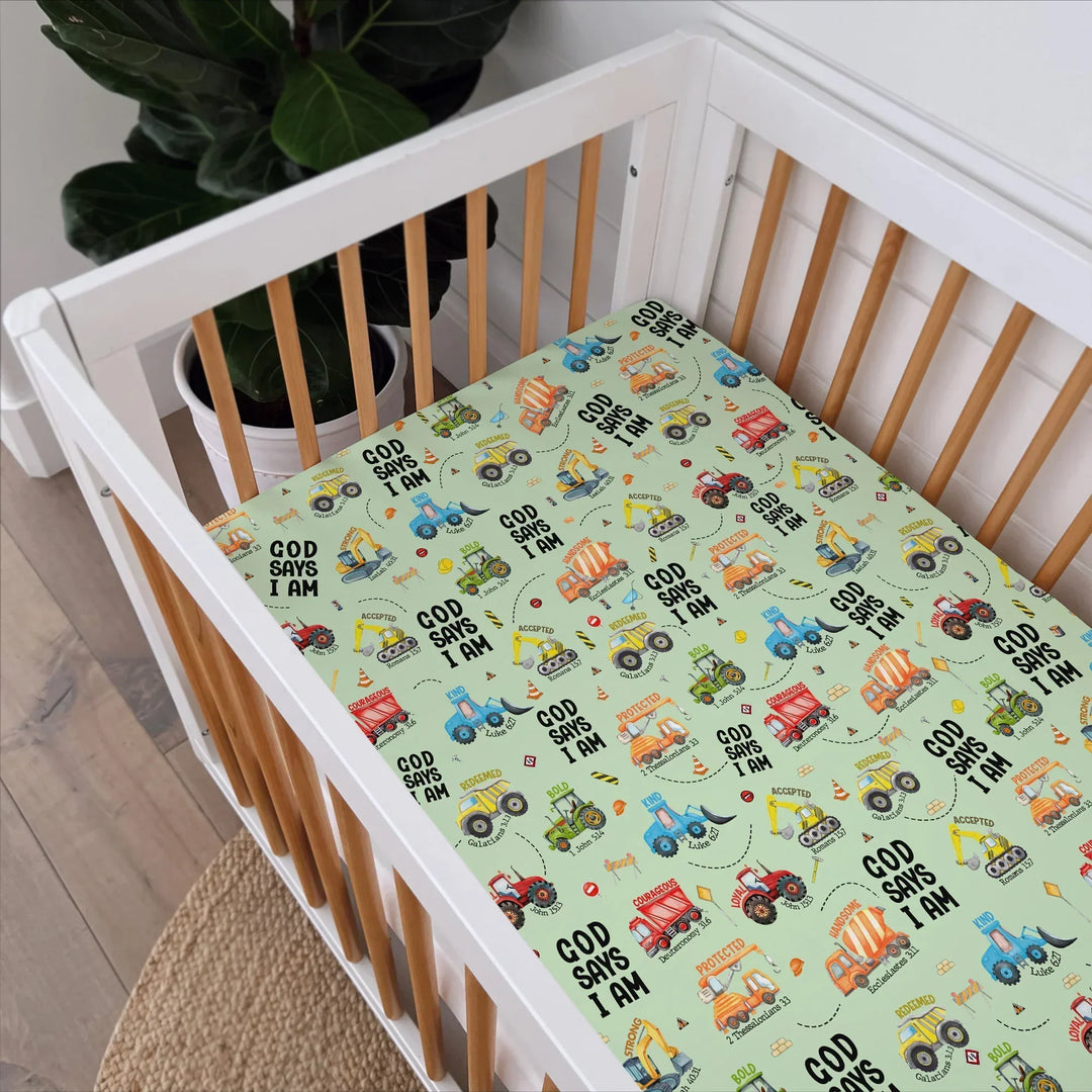 God Says I Am Bamboo Fitted Crib Sheet