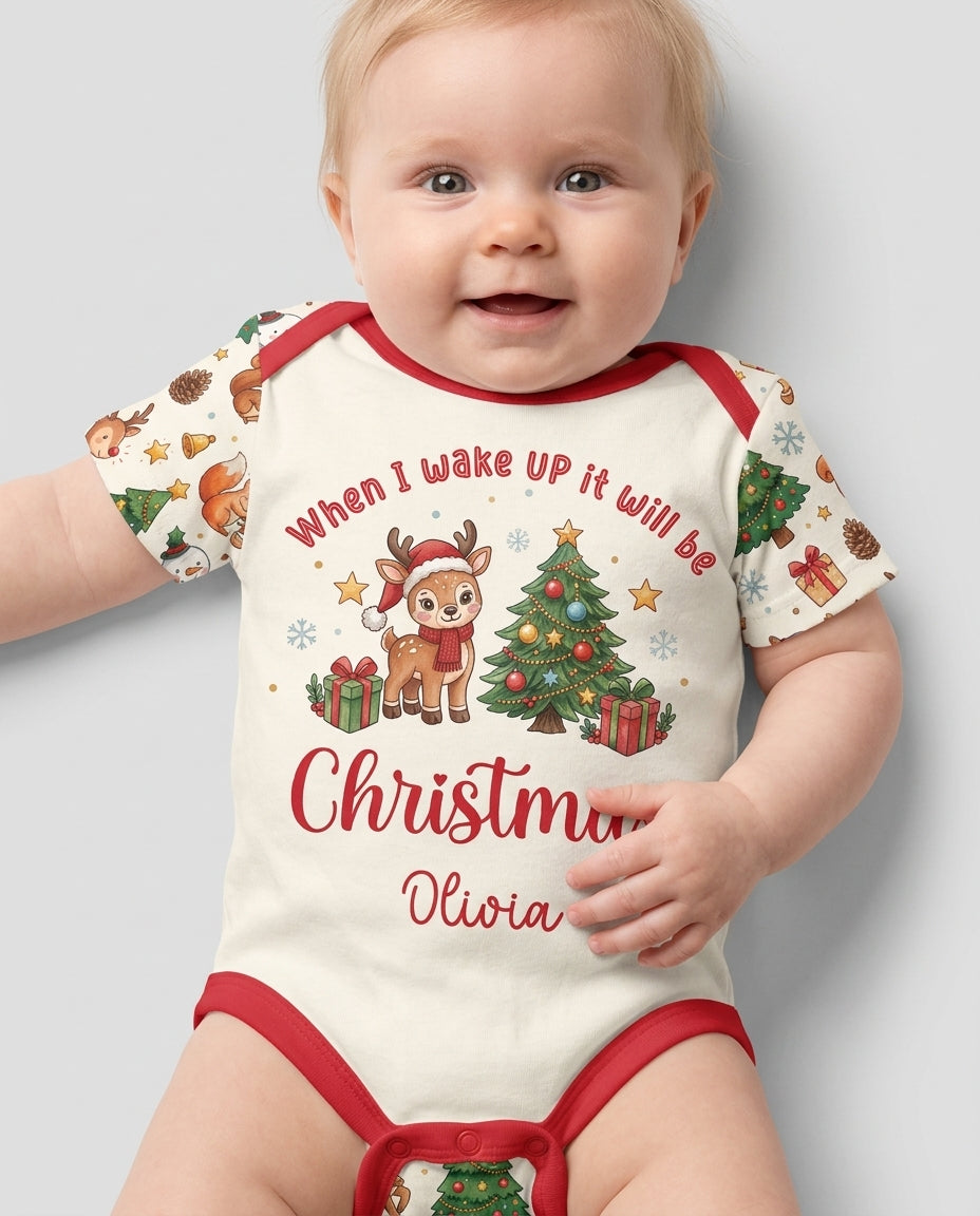 Custom Name When I Wake Up It's Will Be Christmas Bamboo Bodysuit