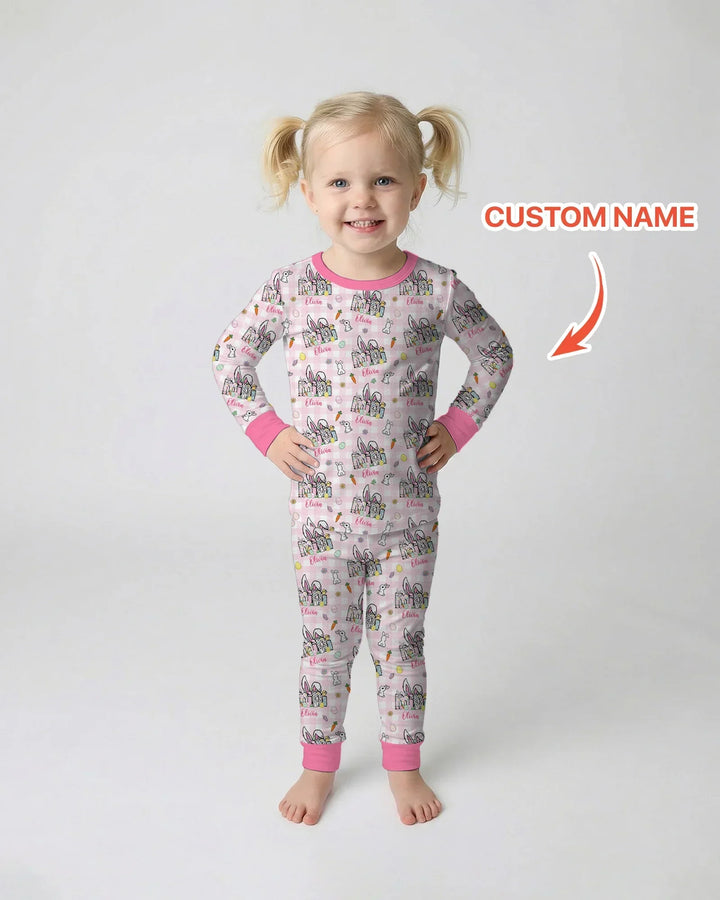 Zweiteiliges Langarm-Pyjama-Set mit Sommerfrüchten