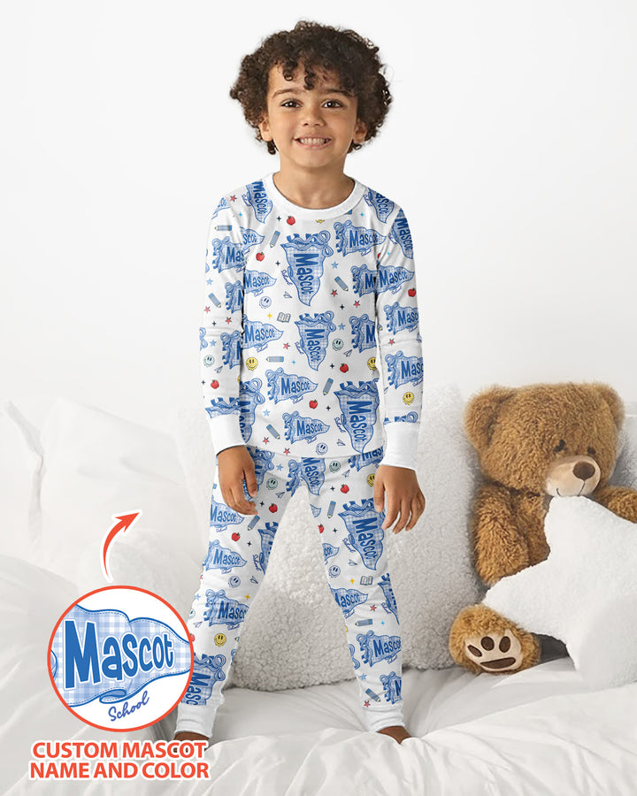 Custom Mascot School Name Bamboo Two Piece Long Sleeve Pajama Set