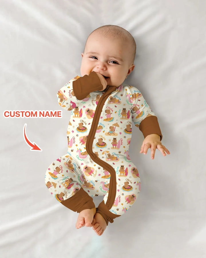 Don't Worry, Be Capy Custom Name Bamboo Convertible Zippy