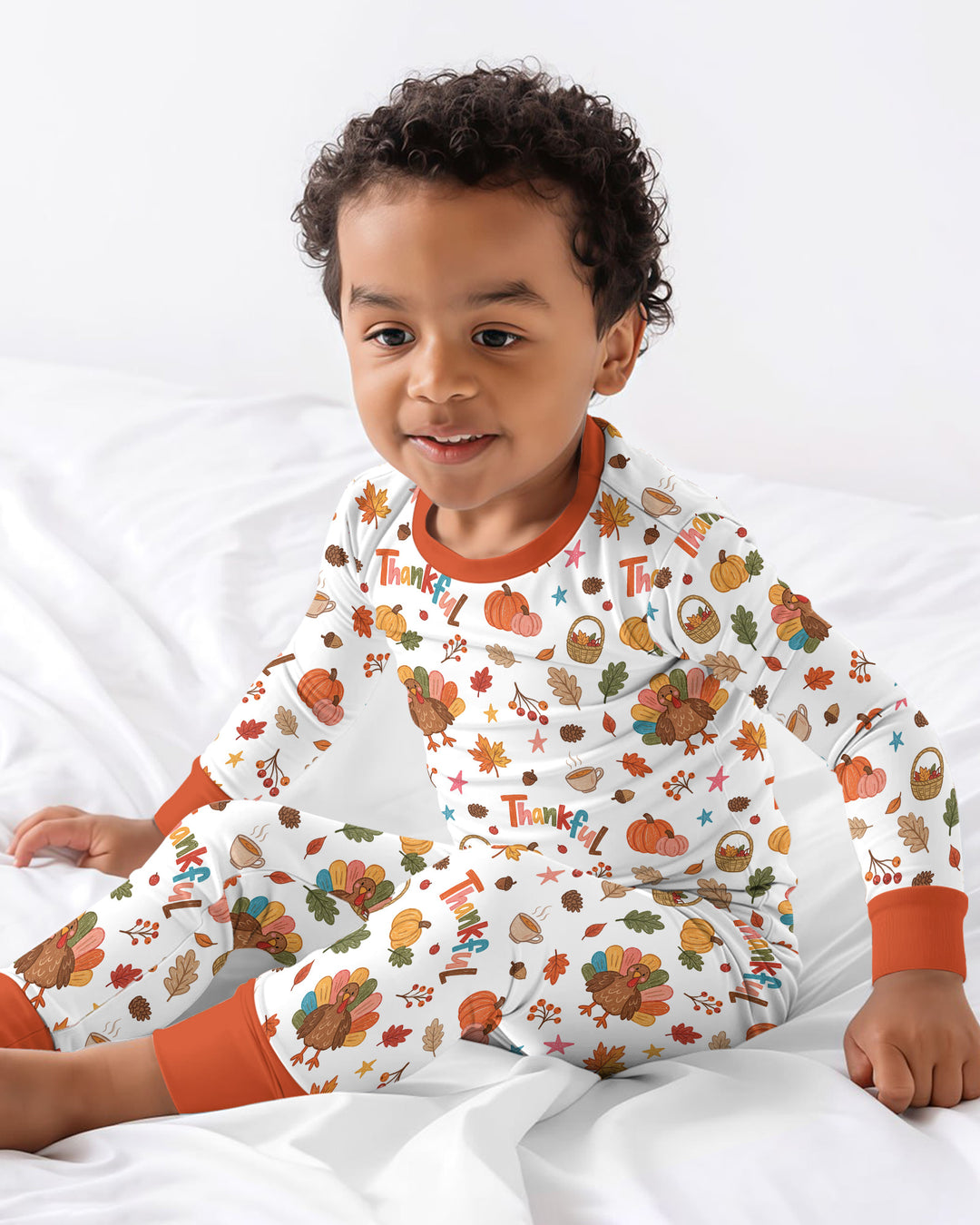 Thankful Turkey Bamboo Two Piece Long Sleeve Pajama Set