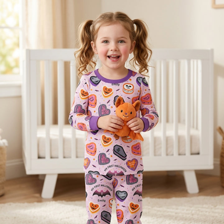Halloween Is My Birthday Custom Name Bamboo Two Piece Long Sleeve Pajama Set