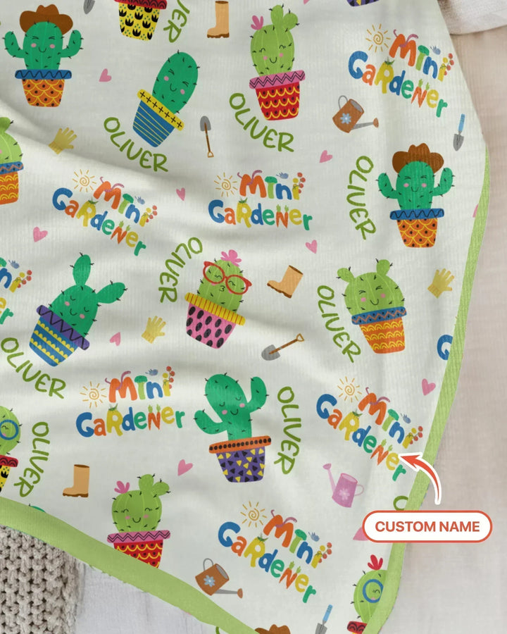Custom Name Mini Gardener Bamboo Blanket