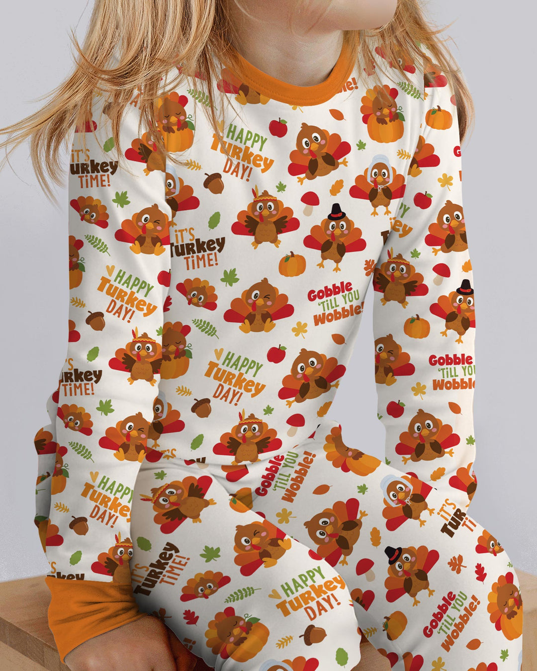 Happy Turkey Day Bamboo Two Piece Long Sleeve Pajama Set