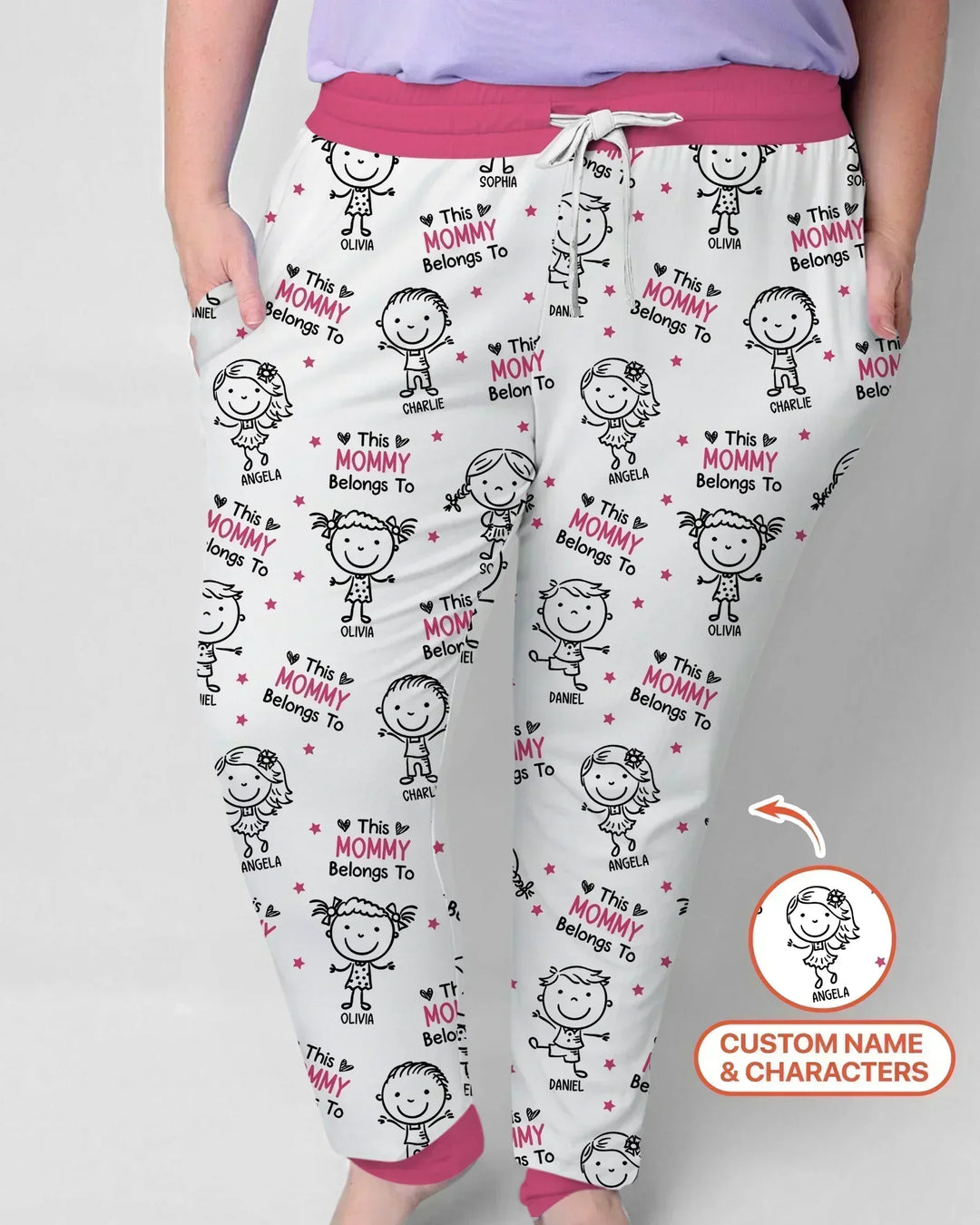 Personalisierter Name „Diese Mama gehört zu“ Doodle Bambus Damen Pyjama-Set