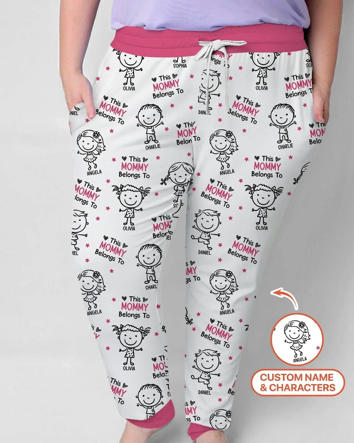 Personalisierter Name „Diese Mama gehört zu“ Doodle Bambus Damen Pyjama-Set