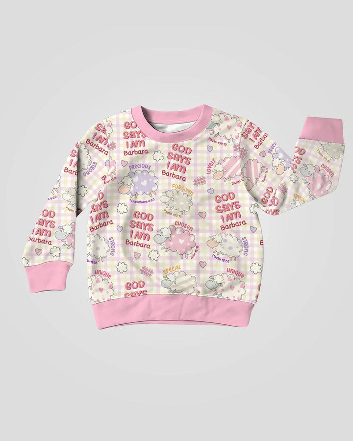 Kleines Lamm Gott Sagt Ich Bin Individueller Name Bambus Rundhals-Sweatshirt