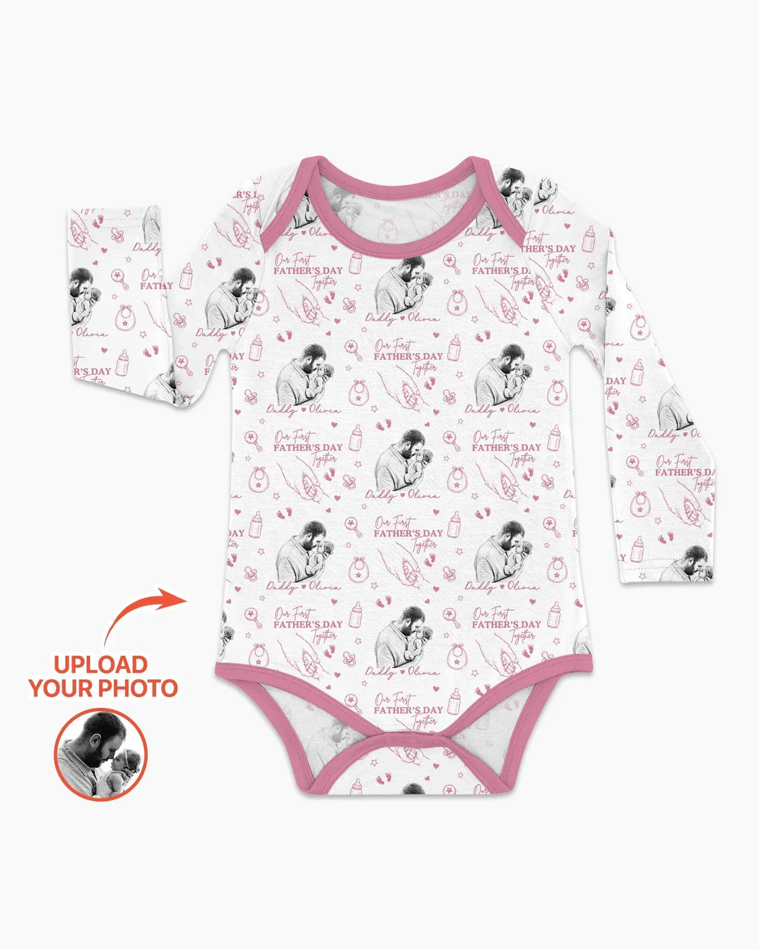 Custom Photo Our First Father's Day Together Bamboo Bodysuit