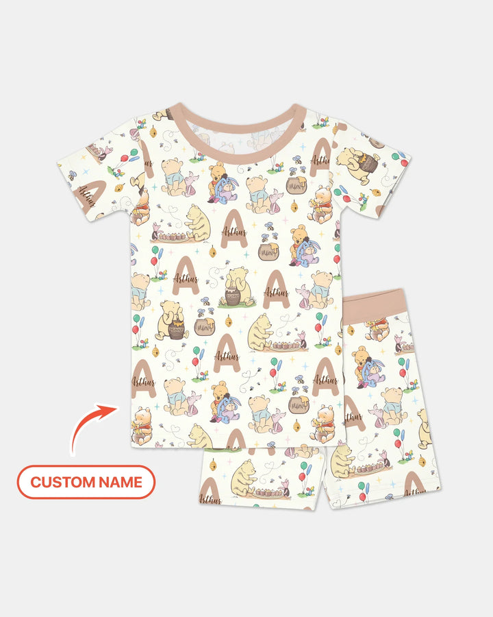 Zweiteiliges Pyjama-Set mit kurzen Ärmeln und Shorts im Sommer-Design