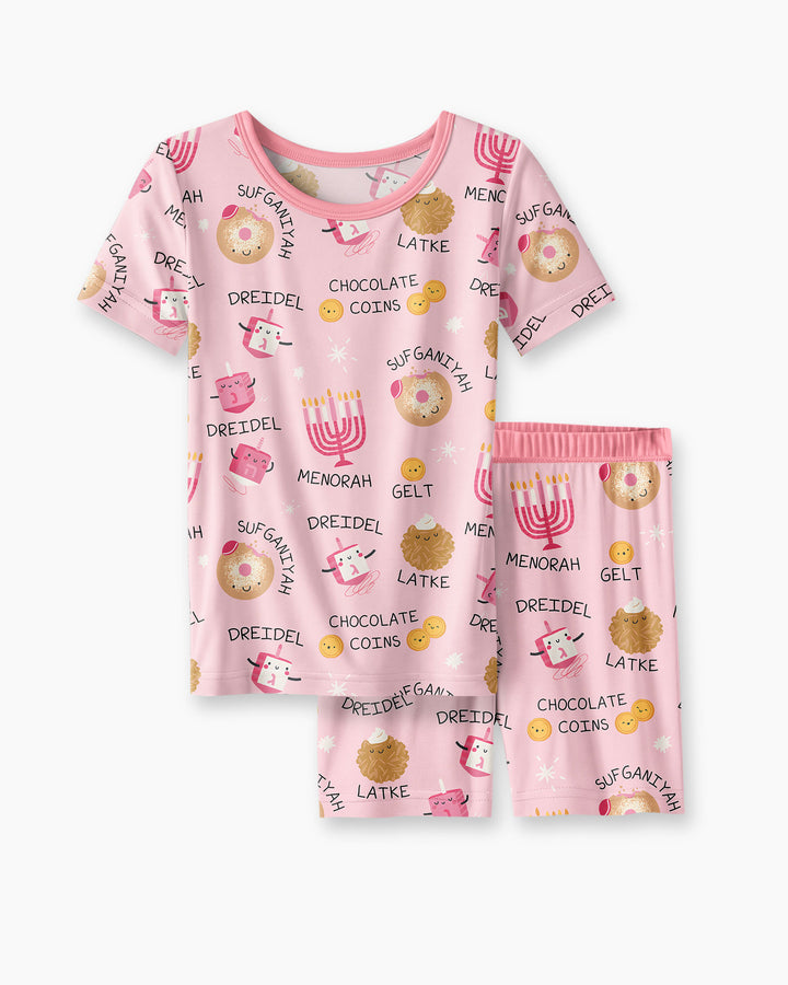 Family Hanukkah Matching Bamboo Two Piece Short Sleeve Shorts Pajama Set