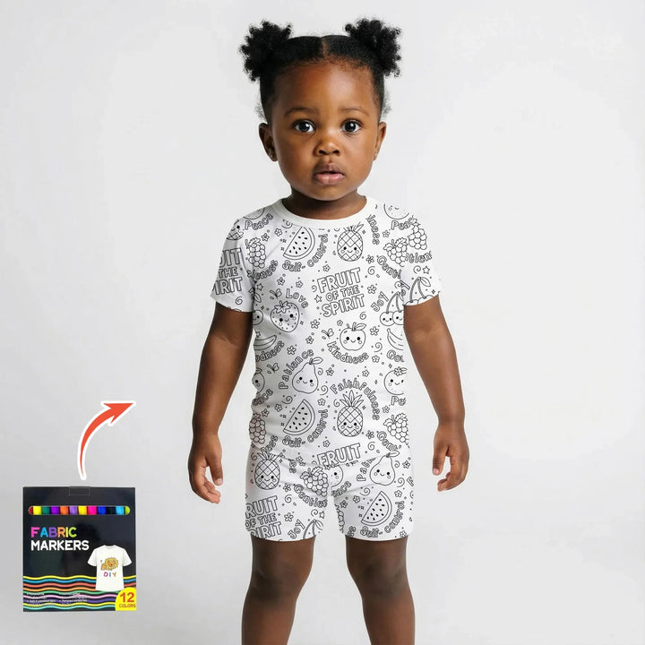 Template Zweiteiliges Pyjama-Set mit kurzen Ärmeln und Shorts