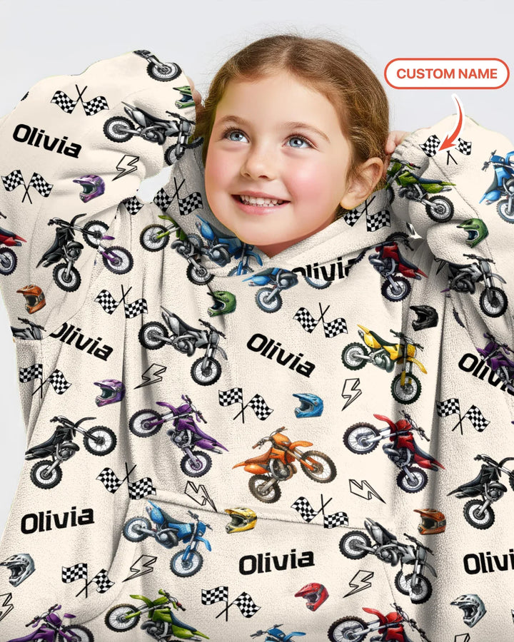Personalisierbare Kleine Dirtbike-Fahrer Bambus-Deckenhoodie