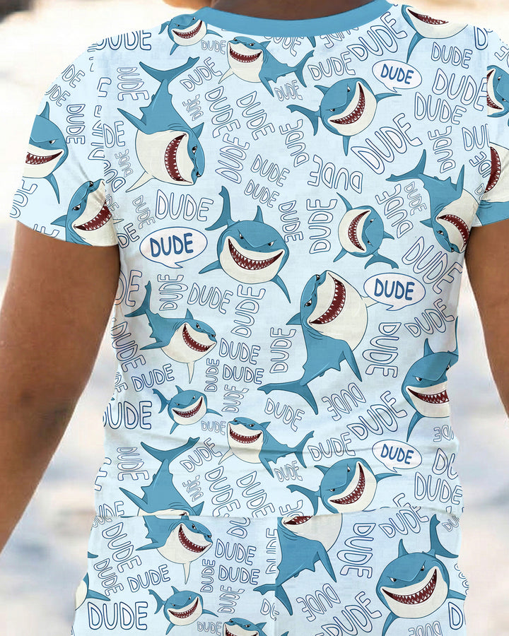 Dude Shark Bamboo Two Piece Short Sleeve Pajama Set