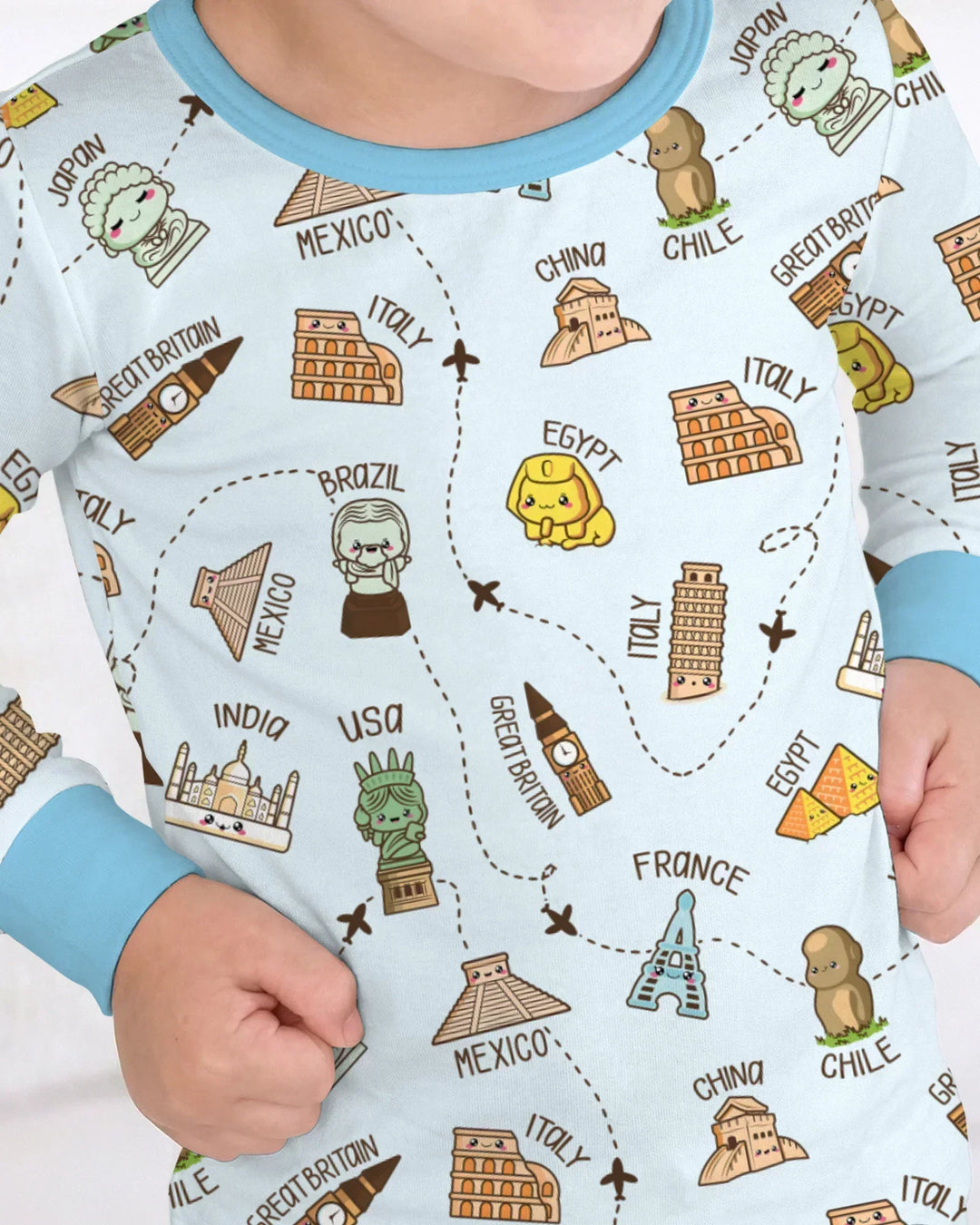 Zweiteiliges Langarm-Pyjama-Set mit Sommerfrüchten