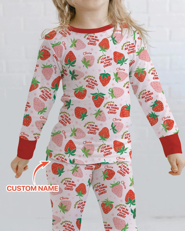 Zweiteiliges Langarm-Pyjama-Set mit Sommerfrüchten