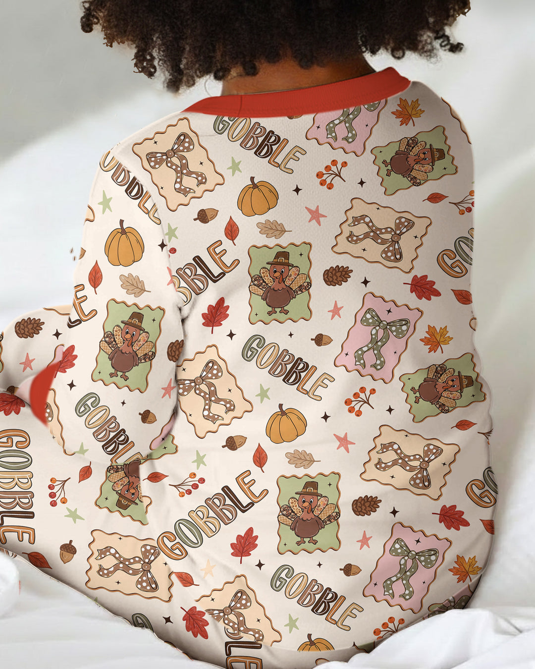 Preppy Thanksgiving Gobble Bamboo Two Piece Long Sleeve Pajama Set