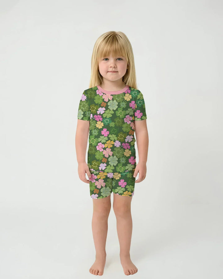 Zweiteiliges Pyjama-Set mit kurzen Ärmeln und Shorts im Sommer-Design