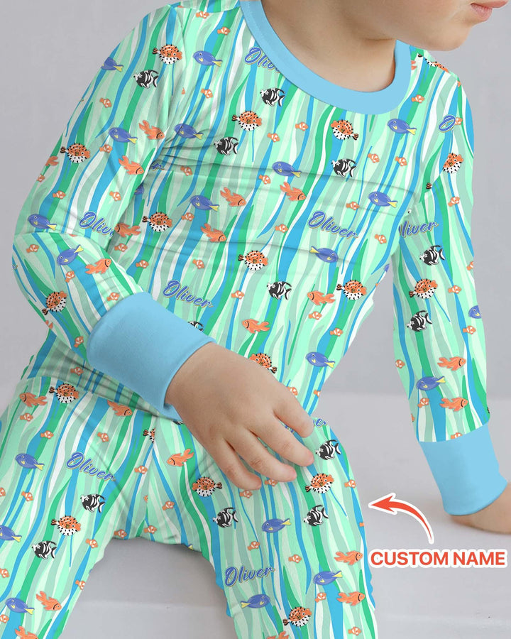 Zweiteiliges Langarm-Pyjama-Set mit Sommerfrüchten