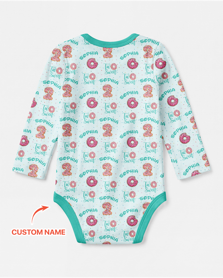 Custom Name Two Sweet Donut Bamboo Bodysuit