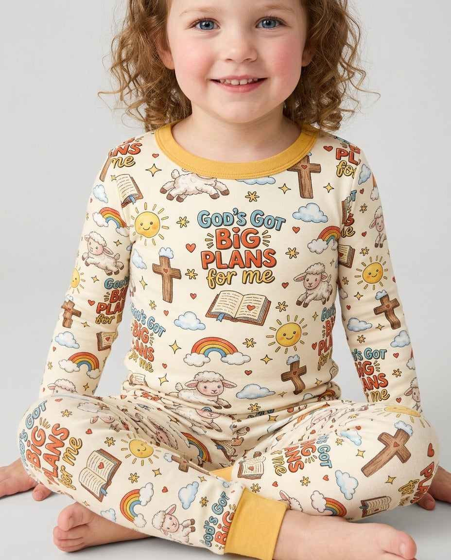 Zweiteiliges Langarm-Pyjama-Set mit Sommerfrüchten