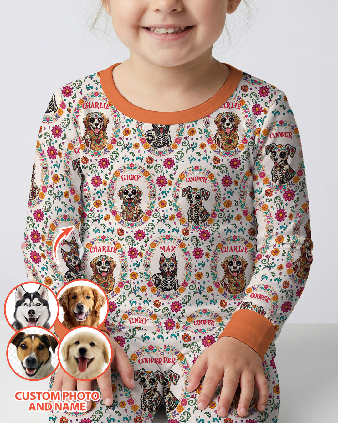 Hispanic Floral Dog Bamboo Two Piece Long Sleeve Pajama Set
