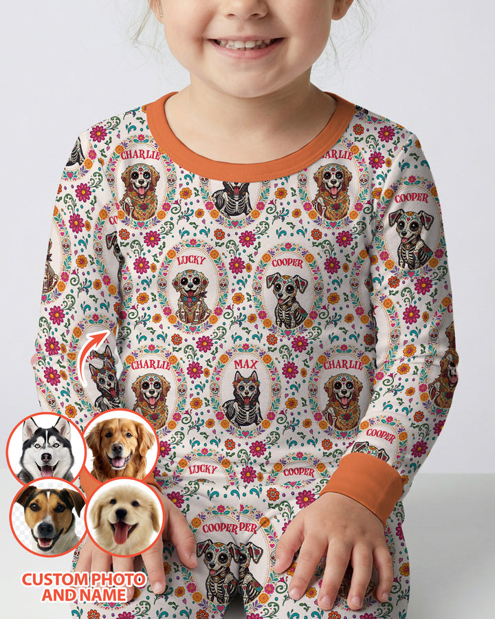 Hispanic Floral Dog Bamboo Two Piece Long Sleeve Pajama Set