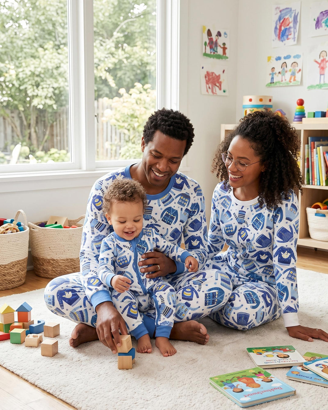 Cute Hanukkah Jumpers Bamboo Two Piece Long Sleeve Pajama Set