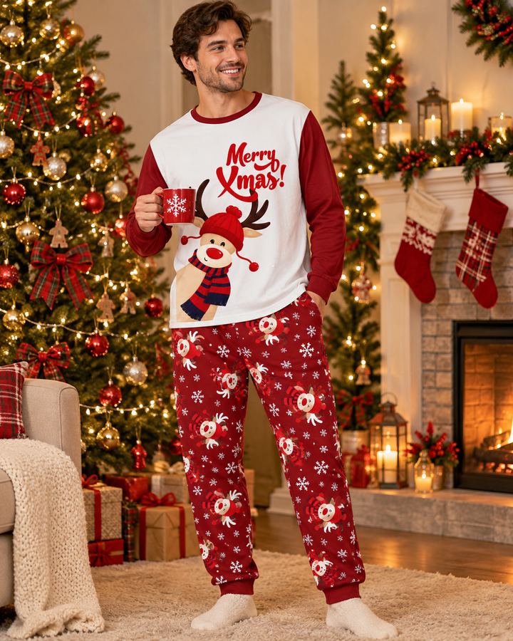 Merry Reindeer Nights Bamboo Men's Pajama Set