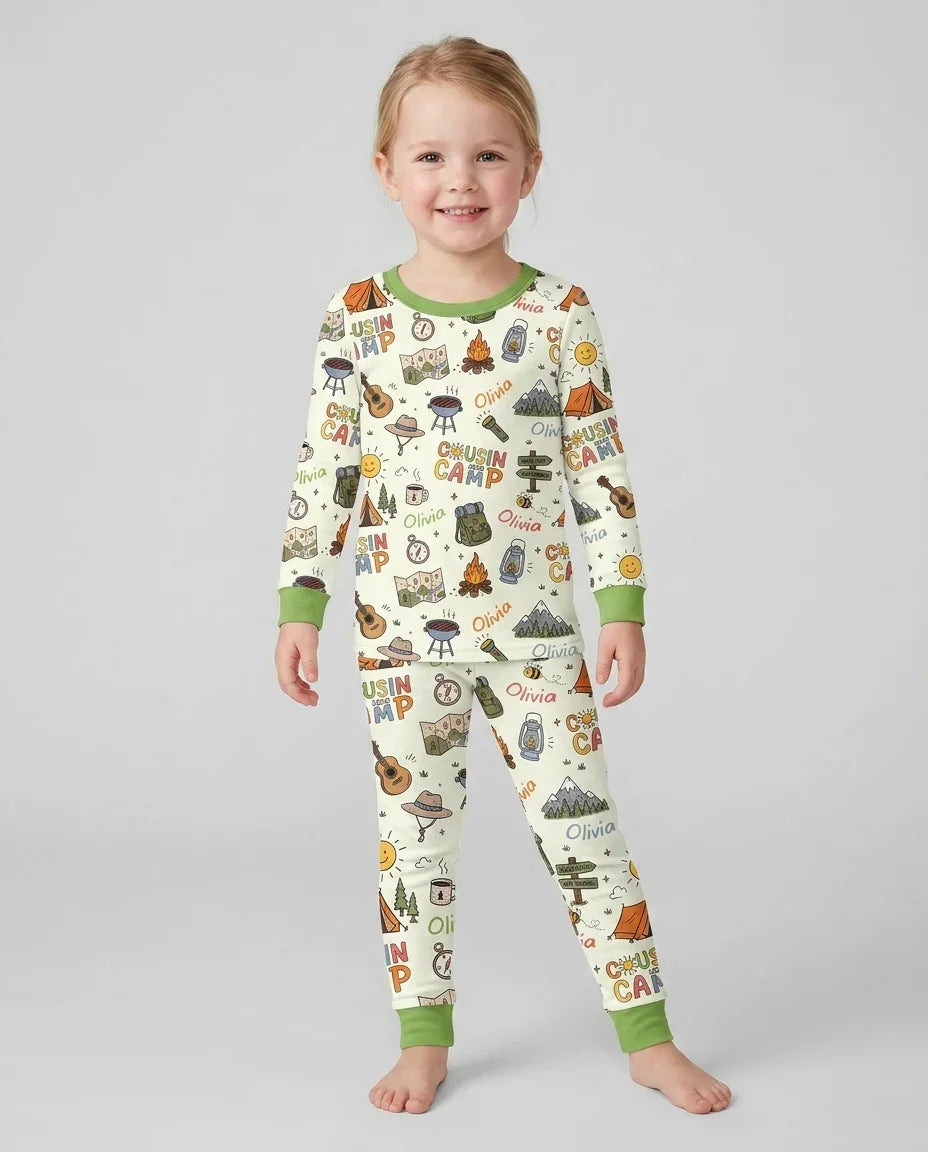 Zweiteiliges Langarm-Pyjama-Set mit Sommerfrüchten