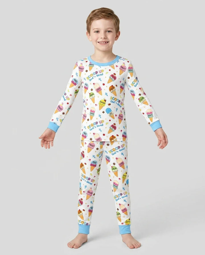 Zweiteiliges Langarm-Pyjama-Set mit Sommerfrüchten