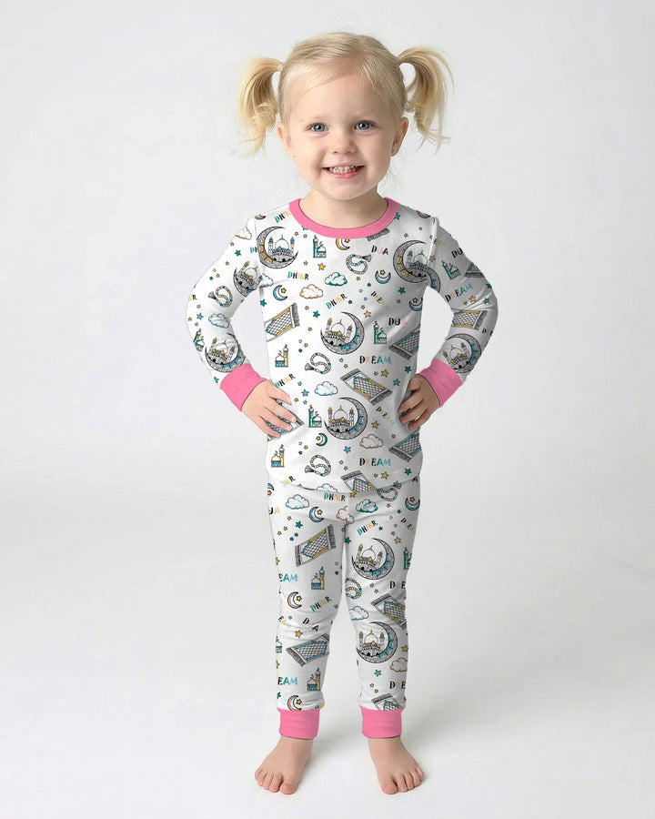 Zweiteiliges Langarm-Pyjama-Set mit Sommerfrüchten