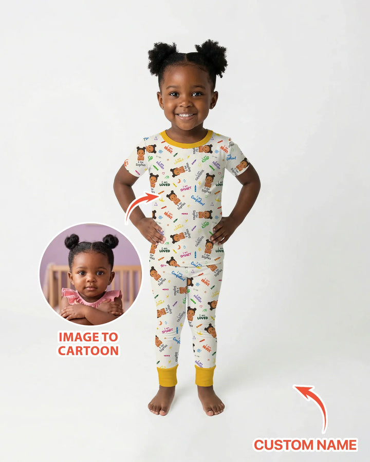 Zweiteiliges, kurzärmliges Pyjama-Set mit Marienkäfern