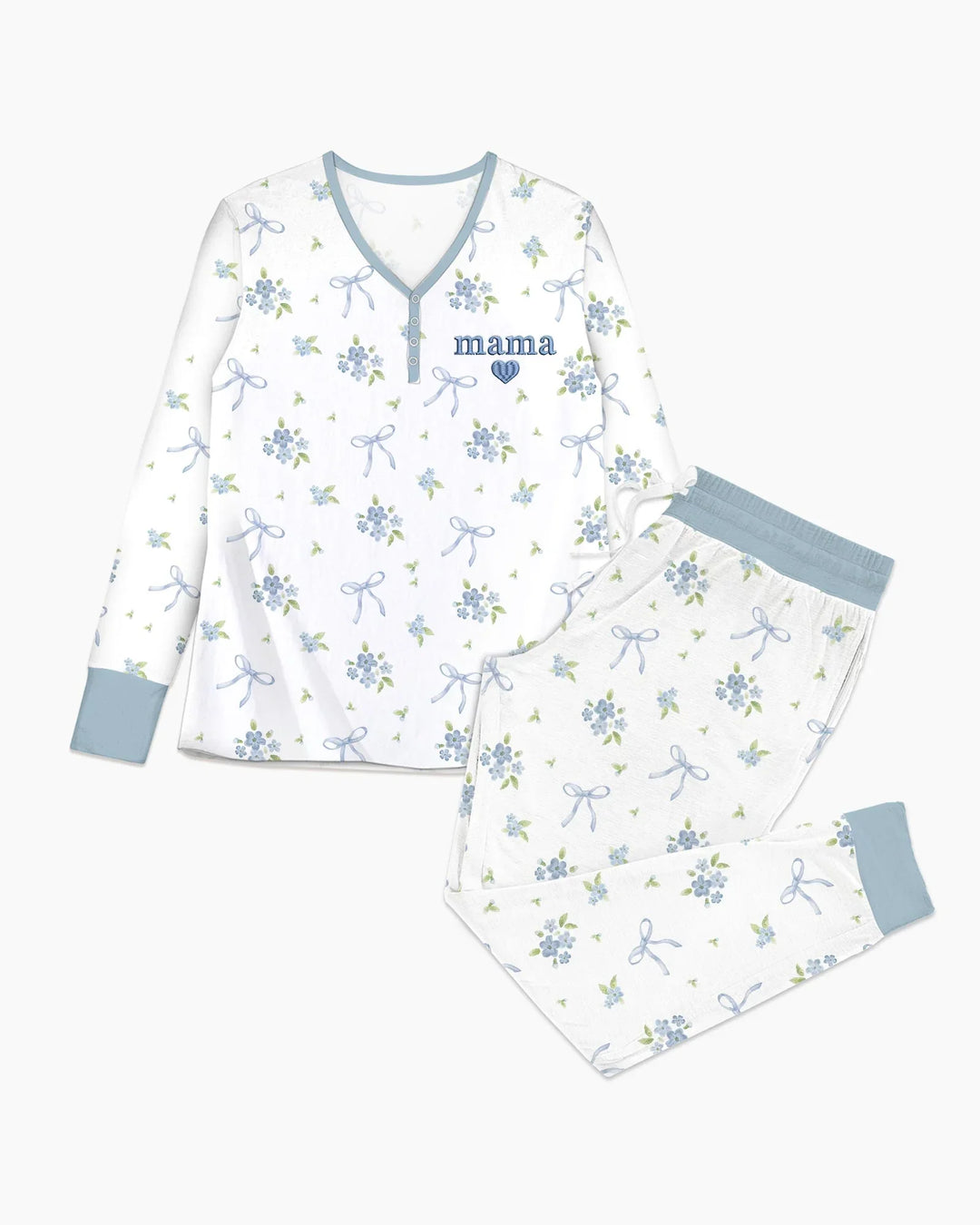 Mama und Ich Passender Bestickter Baby-Bambus-Damen-Pyjama-Set