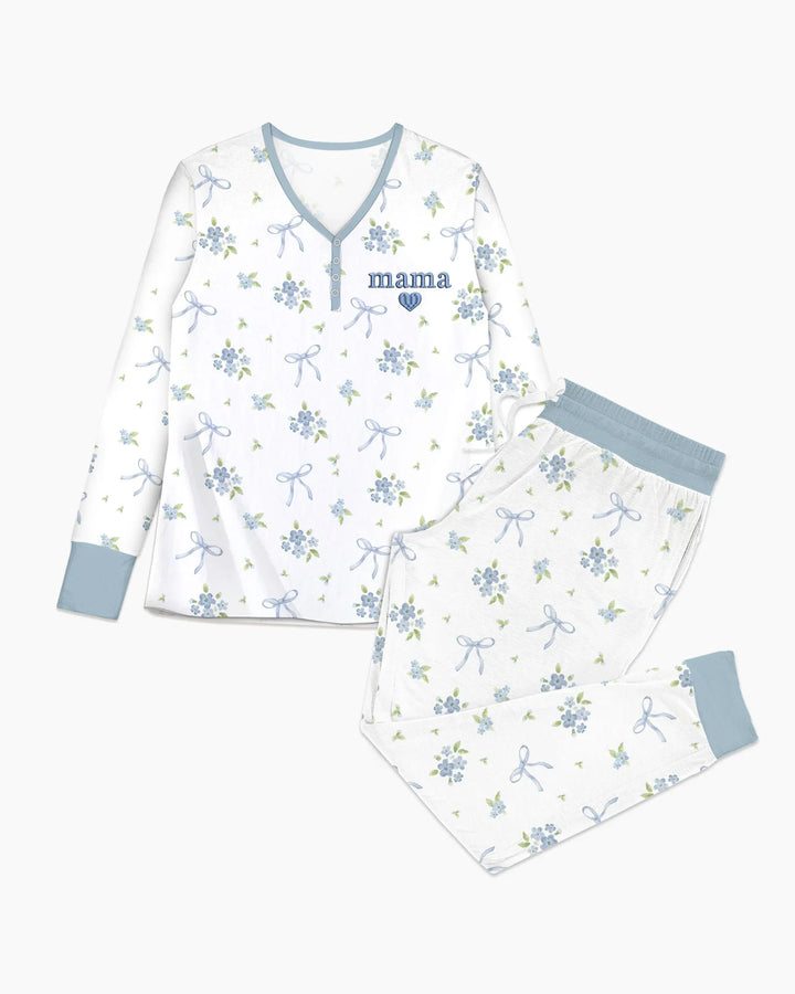 Mama und Ich Passender Bestickter Baby-Bambus-Damen-Pyjama-Set